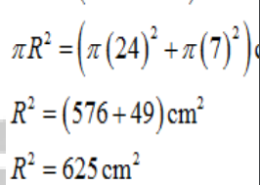 . The diameter of a circle whose area is equal to the sum of the areas of the two circles of radii 24 cm and 7 cm respectively, is